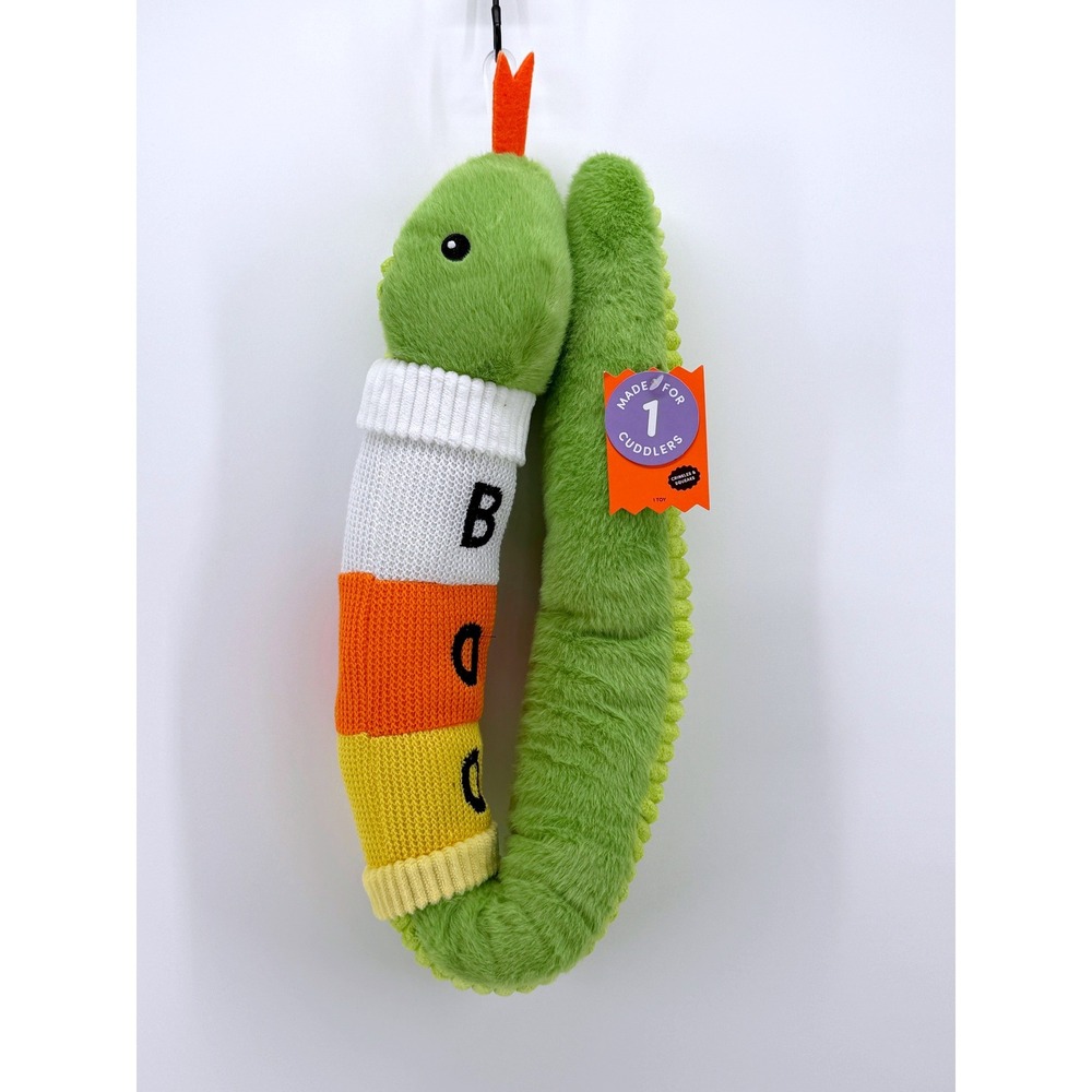 Boots & Barkley Halloween Snake Dog Toy BOO Crinkle Squeak Plush Green